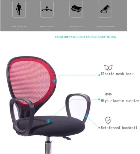 Vista 3 de Ergonomic Round Back Office Chair Staff Student Dormitory Computer Seat Home Mesh Lifting Chair Backrest Rotating Chair(A)