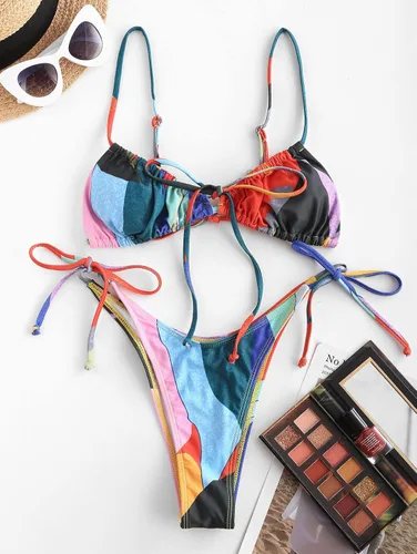 Vista 5 de ZAFUL - Conjunto de bikini de corte alto para mujer, traje de baño sexi