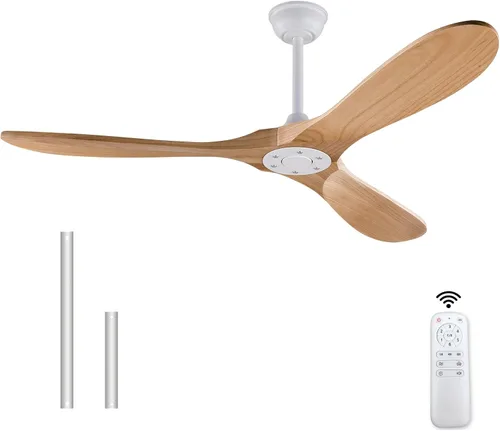 Vista 8 de Ventiladores de techo negros de 42 pulgadas con luces y control remoto, luz LED regulable, 3 cuchillas de madera, función de memoria, motor CC