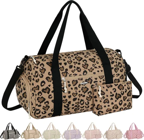 Vista 10 de Bolsa de gimnasio para mujer con compartimento para zapatos Fresa de pana beige