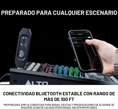 Vista 5 de ALTO Receptor Bluetooth Total 2 XLR Equipado Recargable con Bluetooth para Configuraciones de Mesas de Mezclas de Audio y Sistemas PA Activos