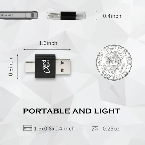 Vista 7 de [Paquete de 2] Lector de tarjetas micro SD para teléfono Android, adaptador de tarjeta micro SD a USB, lector de tarjetas mini USB C para cámara