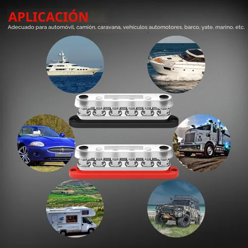 Vista 6 de DaierTek - Barra colectora de 300A 12V marina, bloque de distribución de potencia con cubierta, 6 pernos de 3/8" (M10), máximo 300V CA, 48V CC
