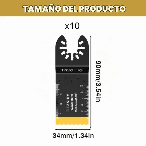 Vista 2 de Trivd Frol 10 cuchillas multiherramienta de titanio, hojas de sierra oscilantes, corte de metal para clavos, madera, plástico y material duro, juego
