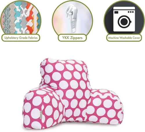 Vista 2 de Majestic Home Goods - Almohada grande de lectura con lunares, color rosa intenso