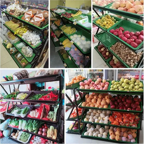 Vista 7 de Shelves 4/5 Tier Commercial Supermarket Fruit Rack Vegetable Shelf, Retail Display Rack, Large Capacity Snack Storage Basket for Pantry/Retail Nero