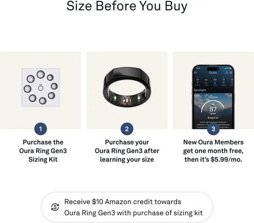 Vista 3 de Oura Ring Gen3 Heritage - Anillo inteligente, seguimiento del sueño, frecuencia cardíaca, rastreador de actividad física, 5-7 días de duración
