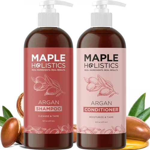 Vista 16 de Champú y acondicionador de aceite de argán de Marruecos, sin sulfato, juego de champú y acondicionador para cabello teñido - Champú y acondicionador