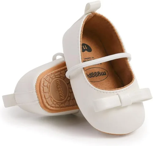 Vista 3 de Zapatos de bebé de primera calidad para niña, zapatos planos para caminar, suela suave, zapatos de princesa Mary Jane, zapatos de vestir de boda