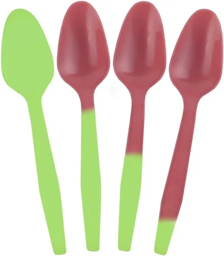 Vista 3 de Cucharas reutilizables de base biológica, paquete de 20, 5 colores, ideales para yogur, helado, helados, bebidas frías, empaquetadas en Estados