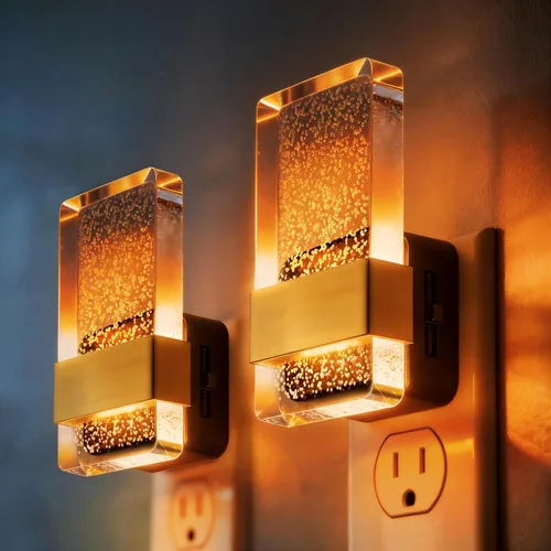 Vista 25 de DORESshop Luces nocturnas LED enchufables a la pared, luz nocturna regulable de 3 niveles, luz nocturna decorativa de burbujas, sensor de atardecer