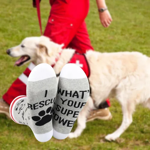 Vista 6 de G2TUP 2 pares de calcetines de regalo veterinario I Rescue What Your Superpower Rescue Animal Gift Dog Rescue Rescue Rescue Gift Dog Lover Gift