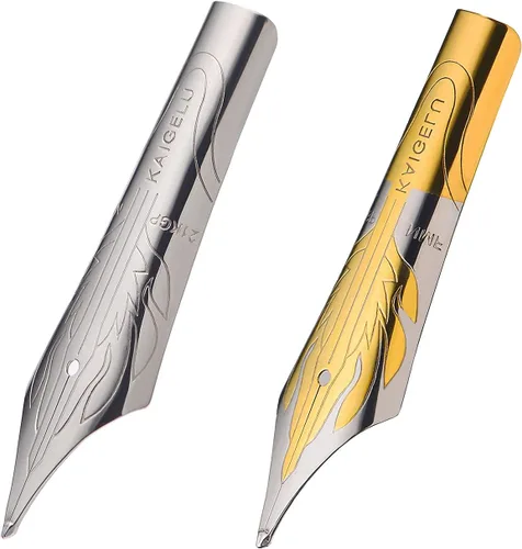 Vista 3 de erofa 2 plumas estilográficas Kaigelu de Asia oriental con punta de caligrafía (NMF Nib) con alimentación, tamaño n.º 6 - Marca de llama Punta