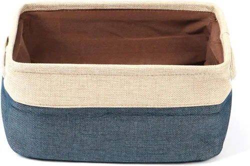 Vista 13 de uxcell Canasta de almacenamiento de tela plegable con asas dobles, contenedores plegables para almacenamiento de ropa de lavandería, organizador