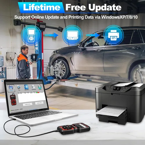 Vista 7 de 52HZ Herramienta de diagnóstico del escáner OBD2, lector de código de motor de verificación automática profesional con reinicio y modo 6 y modo 8