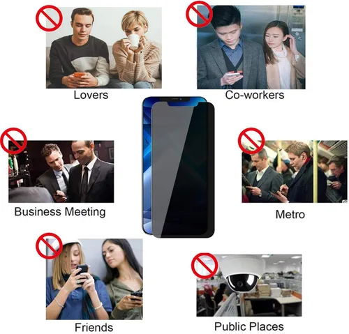 Vista 5 de LYWHL Paquete de 3 protectores de pantalla de privacidad para iPhone 12 Pro Max, protector de pantalla privada antiespía de vidrio templado para 12