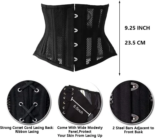 Vista 4 de Entrenador de cintura de látex para mujer, corsé de entrenamiento deportivo bajo el busto, faja moldeadora de reloj de arena