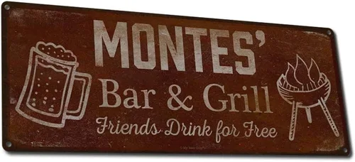 Vista 11 de Adam's Bar and Grill Friends Drink for Free, cartel de aluminio de 5.75 x 15.5 pulgadas, accesorios personalizados para bar y decoración de pared