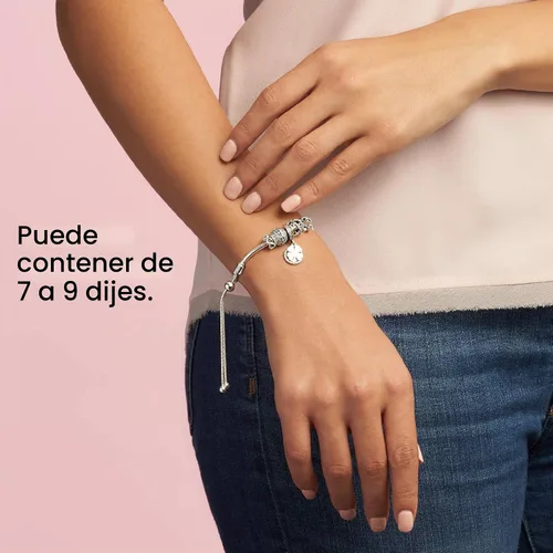 Vista 7 de PANDORA Jewelry Moments Slider - Pulsera de circonita cúbica con dije de serpiente en plata de ley