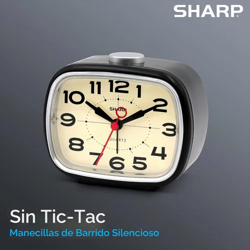 Vista 2 de Sharp Pequeño reloj despertador analógico retro, silencioso sin tictac