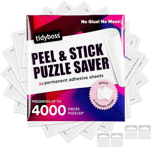 Vista 9 de Paquete de 6 hojas de ahorro de rompecabezas Puzzle Keeper conserva 1,000 piezas rompecabezas de hasta 24 x 30 pulgadas Pegamento y marco