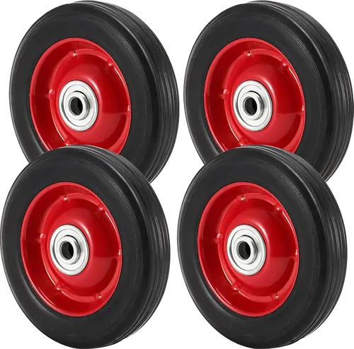 Vista 8 de 2 ruedas de mano de goma maciza de 8 x 1.75 pulgadas, ruedas universales para cortacésped para eje de 1/2 pulgada, neumáticos de repuesto para Negro