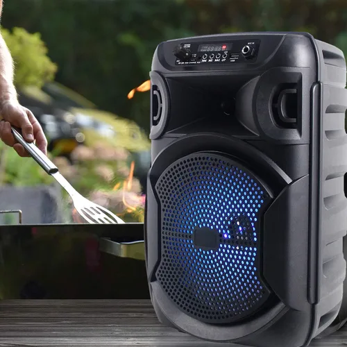 Vista 8 de Technical Pro Altavoz Bluetooth portátil de 800 vatios de 8 pulgadas con woofer y tweeter, altavoz LED PA para festivales con tarjeta Bluetooth/USB