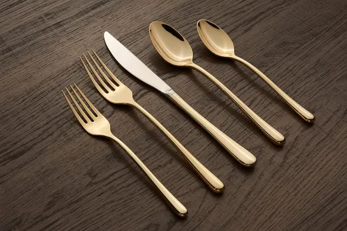 Vista 2 de Cambridge Silversmiths Samantha - Colección de cubiertos de acero inoxidable 18/10, apto para lavavajillas, espejo dorado, juego de cubiertos de 20