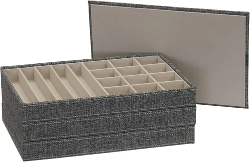 Vista 2 de Household Essentials Organizador de joyas de grafito con tapa extraíble