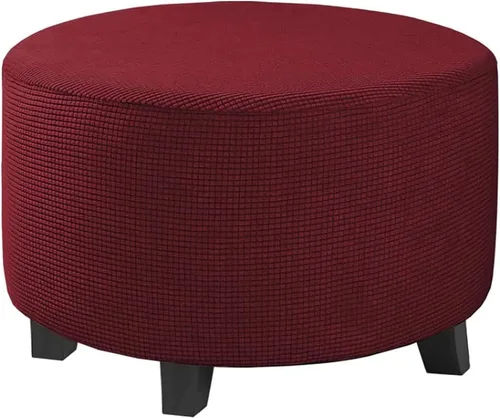 Vista 13 de Fundas elásticas para otomanas, fundas otomanas redondas, fundas extraíbles para reposapiés, fundas protectoras otomanas de almacenamiento para sala