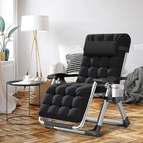 Vista 2 de ABORON Silla de Gravedad Cero, Sillas de Salón Plegables Premium para Césped y Exteriores, Sillas de Patio Reclinables Resistentes y Ajustables
