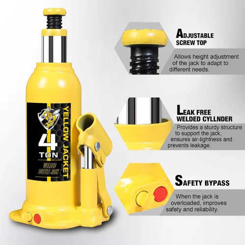 Vista 4 de YELLOW JACKET Gato hidráulico de botella soldado de 4 toneladas (8,000 lb) multidireccional con estuche de transporte para coche, SUV, reparación