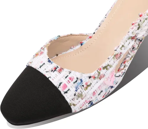 Vista 6 de MIRAAZZURRA Women Sling Back Pumps Chunky Heels Sexy Splicing Round Toe Casual Wedding Shoes for Women Fashion Dress Shoes