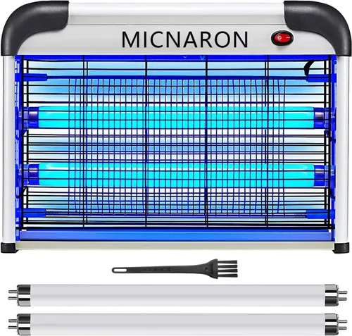 Vista 8 de Exterminador eléctrico de insectos para interiores, 2800 V potente asesino de insectos voladores con atracción de luz azul de 20 W, máquina de 2800