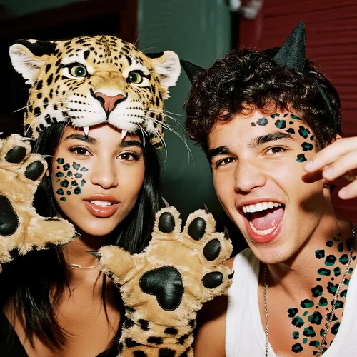Vista 4 de Tatuajes temporales con estampado de leopardo, 6 hojas de calcomanías realistas de piel de leopardo para adultos y niños, perfectas para Halloween