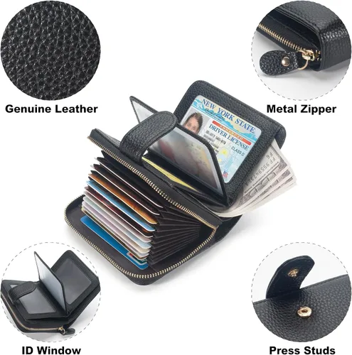 Vista 5 de ERDOGLY Estuche organizador de tarjetas de crédito RFID, Negro -, Minimalista
