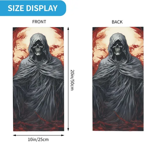 Vista 4 de CASGTNZ red grim reaper skull angel Abstract Neck Gaiter Face Cover Balaclava Gaiter Mask for Men Women Bandana for Motorcycle Cycling Riding Skiing