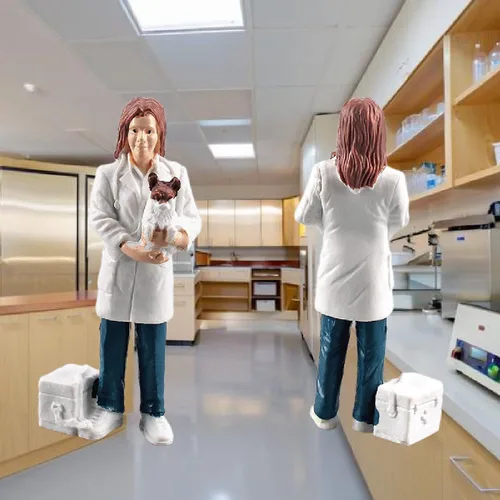 Vista 5 de 9 piezas de figuras de personas en miniatura para pasteles, realistas, detalladas, policía, piloto, bombero, cartero, chef, modelo pintado a mano