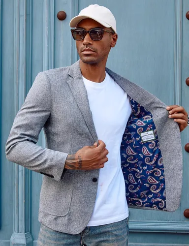 Vista 3 de PJ PAUL JONES Chaqueta deportiva casual para hombre, chaqueta de negocios ligera con dos botones