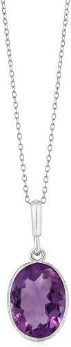 Vista 4 de Gem Stone King Juego de joyas de plata de ley 925 con colgante y aretes de amatista púrpura para mujer