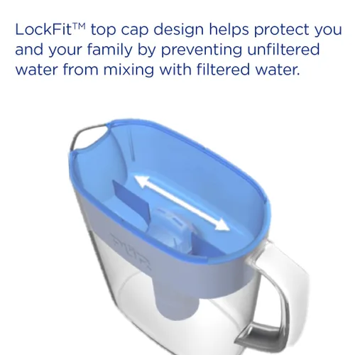 Vista 7 de PUR Jarra de filtro de agua de 7 tazas con 1 filtro PUR original, filtración potente 3 en 1, sin BPA, apta para lavavajillas, humo, PPT710BA
