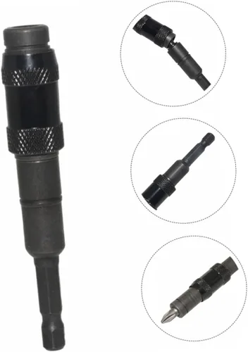 Vista 5 de TEHAUX Soporte de punta de poste magnético universal para broca de broca, soporte magnético para brocas, eje de extensión de broca, acero cromado