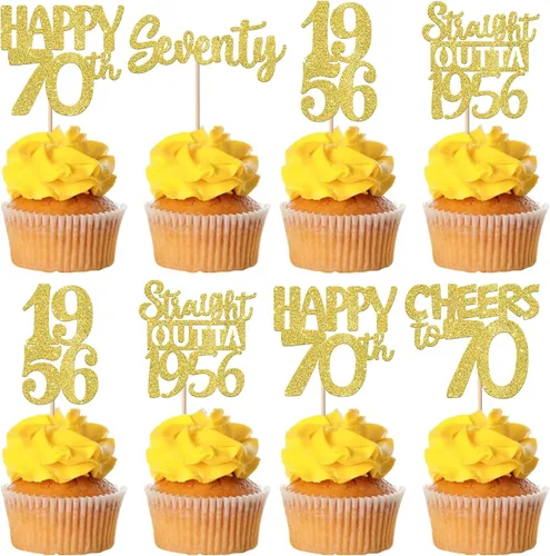 Vista 61 de 30 piezas negras para cupcakes de 10.º cumpleaños con purpurina Ten Happy 10 Straight Outta 2016 para saludos a 10 años 10 cumpleaños, boda Negro