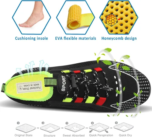 Vista 4 de Zapatos de agua para hombre y mujer, secado rápido, calcetines acuáticos, zapatos de buceo para playa, natación, surf, piscina, yoga, viajes, al