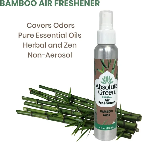 Vista 2 de Absolute Green Ambientador en aerosol, no tóxico, cubre olores, seguro para niños y mascotas, aroma natural de niebla de bambú de 4 onzas