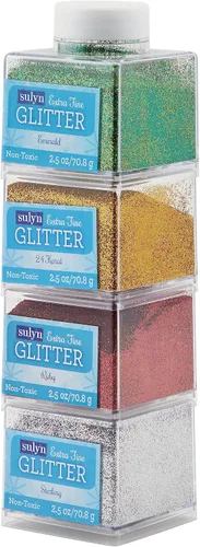 Vista 2 de Sulyn Paquete de purpurina extrafina para Navidad, kit de purpurina dorada, plata, roja y verde para artes y manualidades, paquete de 4