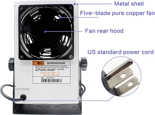 Vista 4 de FEITA Soplador de aire ionizador ESD ionizador Soplador de aire ionizante de escritorio Eliminador estático Ventilador ionizado antiestático AC110V