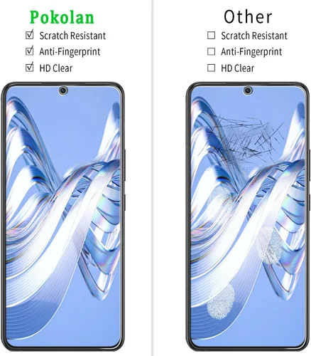 Vista 3 de Pokolan Paquete de 3+3 protectores de pantalla de vidrio templado para Samsung Galaxy S22 Claro