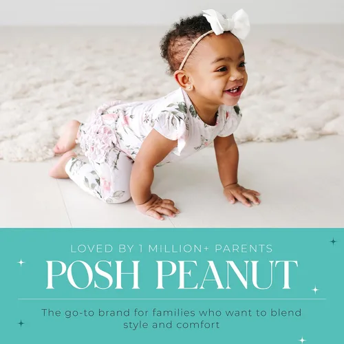 Vista 12 de Posh Peanut Mameluco de manga casquillo con volantes para bebé, ropa para niñas recién nacidas, pijama de una pieza para niños, viscosa suave