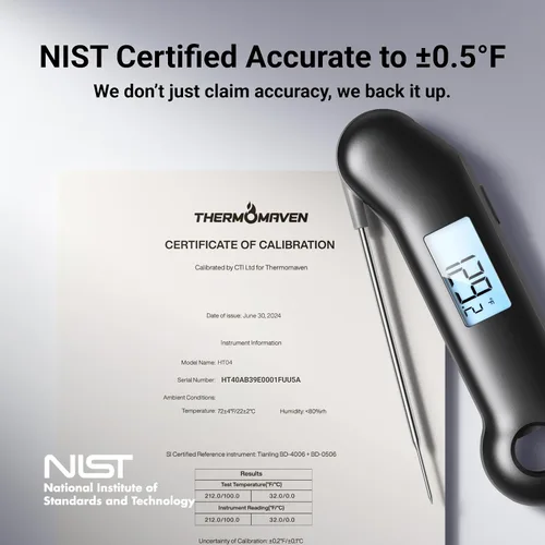 Vista 3 de Termómetro Profesional para Carne Digital, 3 Veces Más Rápido con Lectura Instantánea de 0.5 Segundos, Certificado NIST con Precisión ±0.5°F, 100%